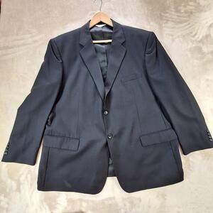 Joseph & Feiss Suit Jacket Mens 50R Black Wool Single Vent 2 Btn Business Formal